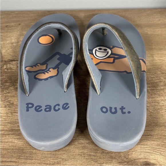 Life Is Good Flip Flop Sandals Peace Out Blue Size 7 - Picture 6 of 11